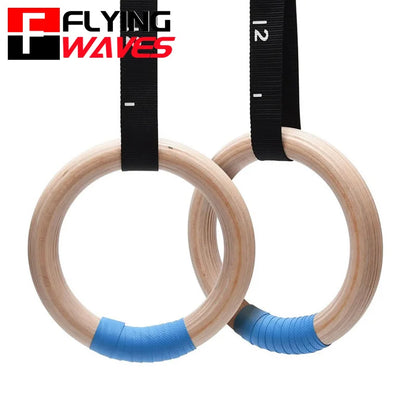 Wood Gymnastics Rings with Adjustable Straps GYM Ring for Kids Adult Home Fitness Pull up Strength Training