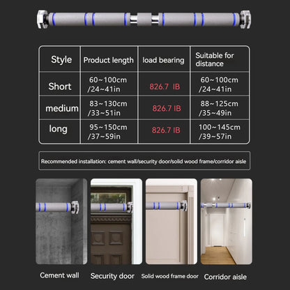 Doorway Telescopic  Pull up Bar Non-Slip Chin-Up Fitness Equipment Adjustable Home Gym Strength Training Heavy Duty for Men Women