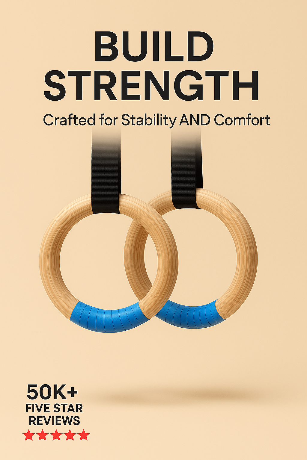 Wood Gymnastics Rings with Adjustable Straps GYM Ring for Kids Adult Home Fitness Pull up Strength Training