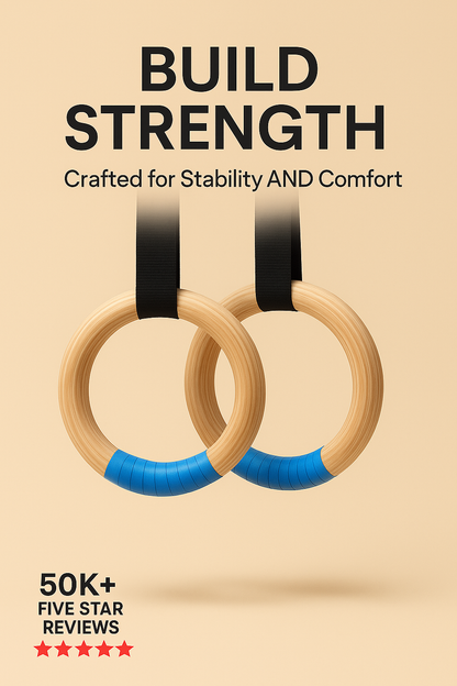 Wood Gymnastics Rings with Adjustable Straps GYM Ring for Kids Adult Home Fitness Pull up Strength Training
