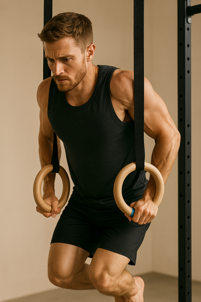 Wood Gymnastics Rings with Adjustable Straps GYM Ring for Kids Adult Home Fitness Pull up Strength Training